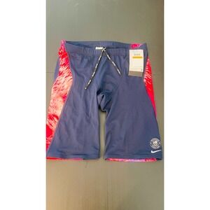 Nike hydrastrong USA olympic swim shorts S:34 navy blue pink/purple/blue sides